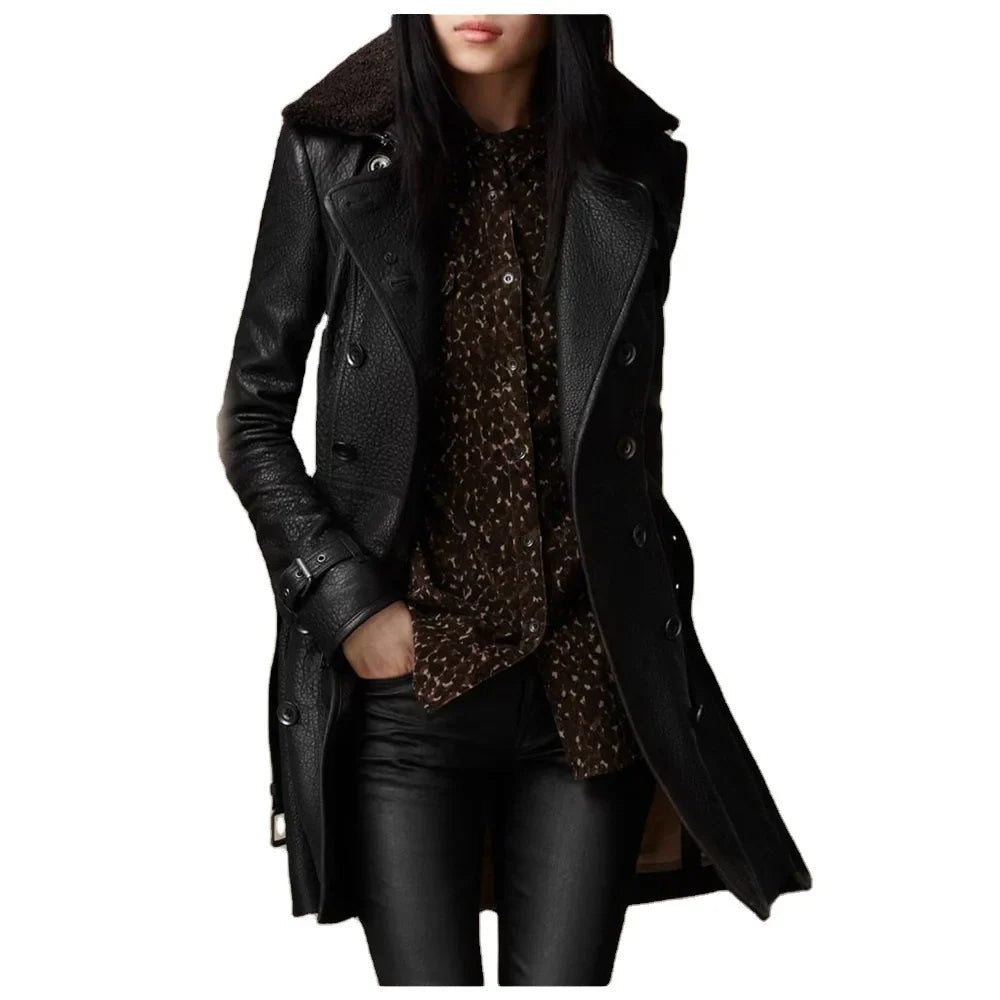 AMY Luxurious Leather Trench Coat