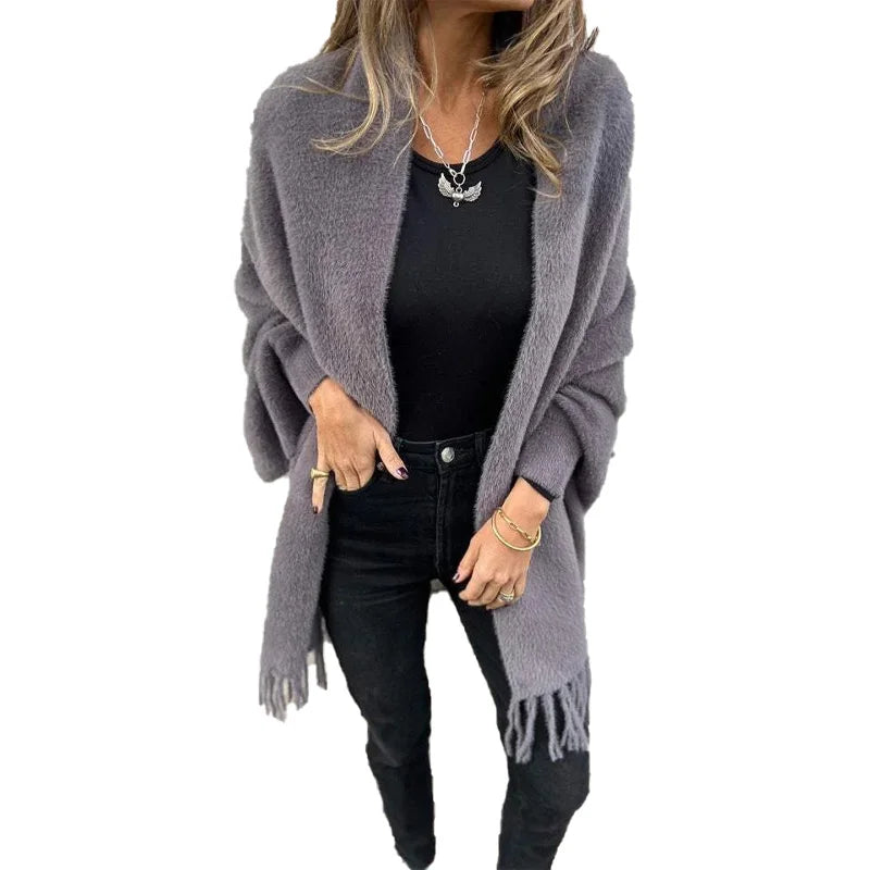 Elegant long sleeve wrap sweater