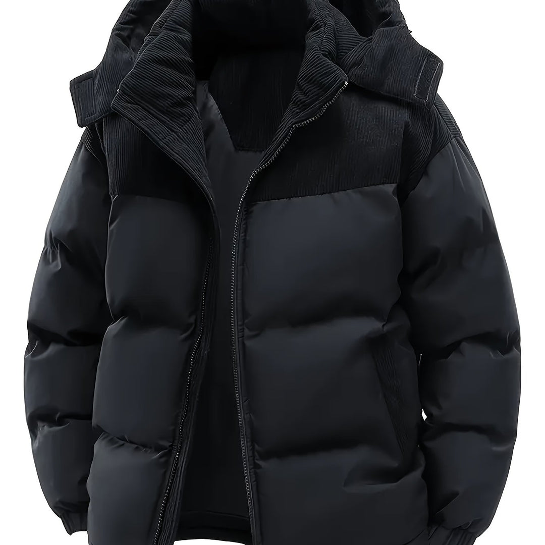 Men’s Thick Padded Winter Jacket – Hooded Warm Coat