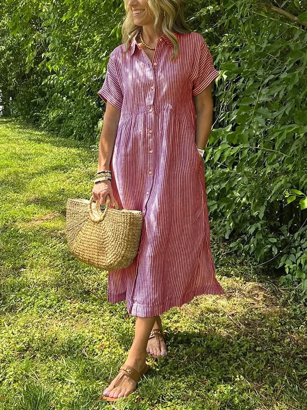 Cher ™  –  Elegant Striped Midi Dress