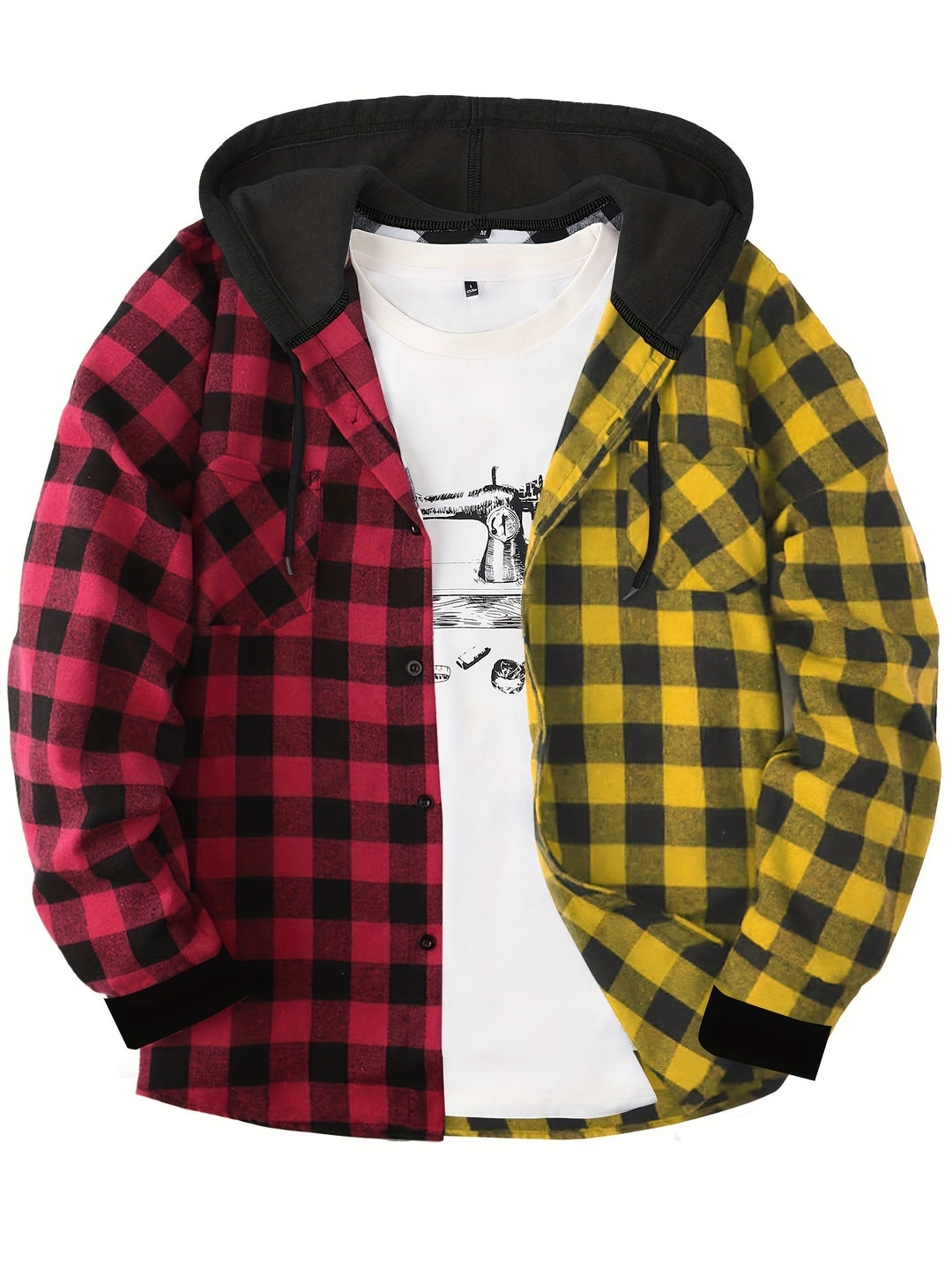 [Men's Plaid Hooded Shirt] Men's Fashion Hooded Plaid Trendy Shirt Hooded Plaid Sweatshirt - Autumn/Winter Essentials - New Season