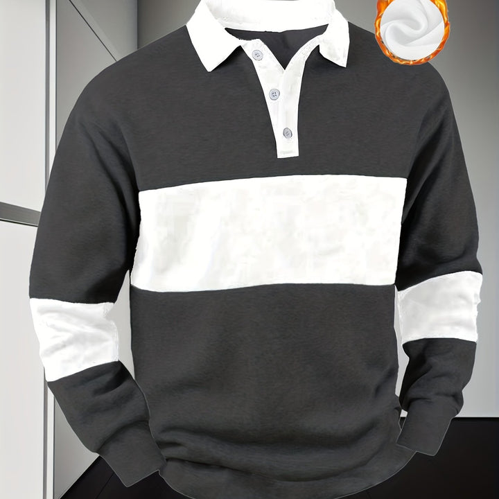Men'S Casual POLO Shirt with Color Block Design | Button Collar, Loose Fit, Machine Washable, Ideal for Leisure And Gifts