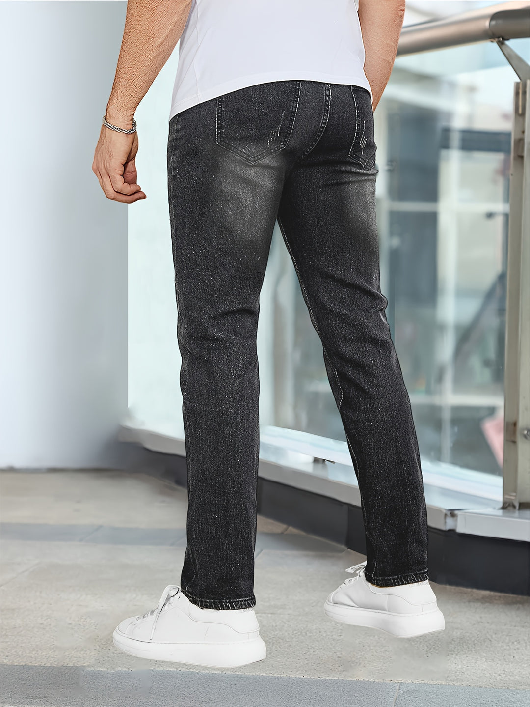 Men'S Jeans, Stretch Denim, Slim Fit, Multi-Process, Slimming Blue Men'S Trousers, Suitable for All Seasons, Autumn Essentials