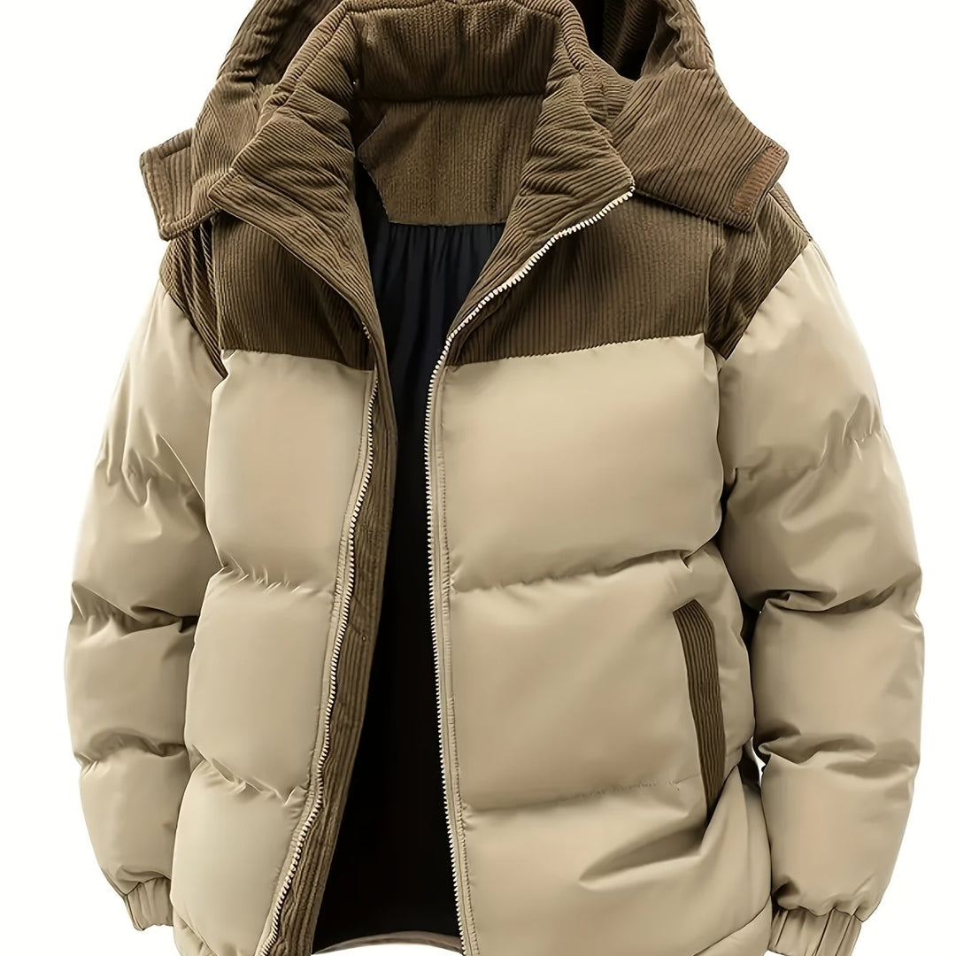 Men’s Thick Padded Winter Jacket – Hooded Warm Coat
