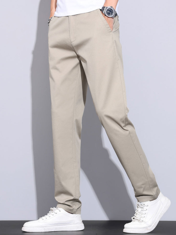Men’s Elastic Waist Trousers – Straight Leg Pull-On Casual Pants