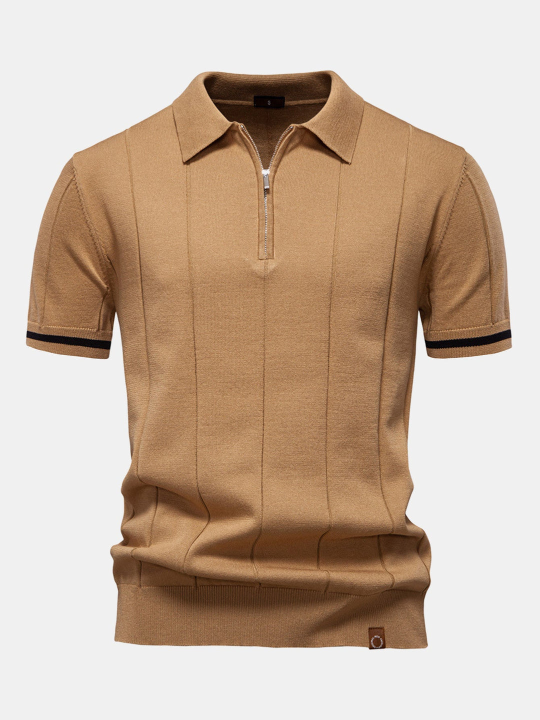 Men’s Zip Knit Polo – Contrast Trim Smart Casual Shirt