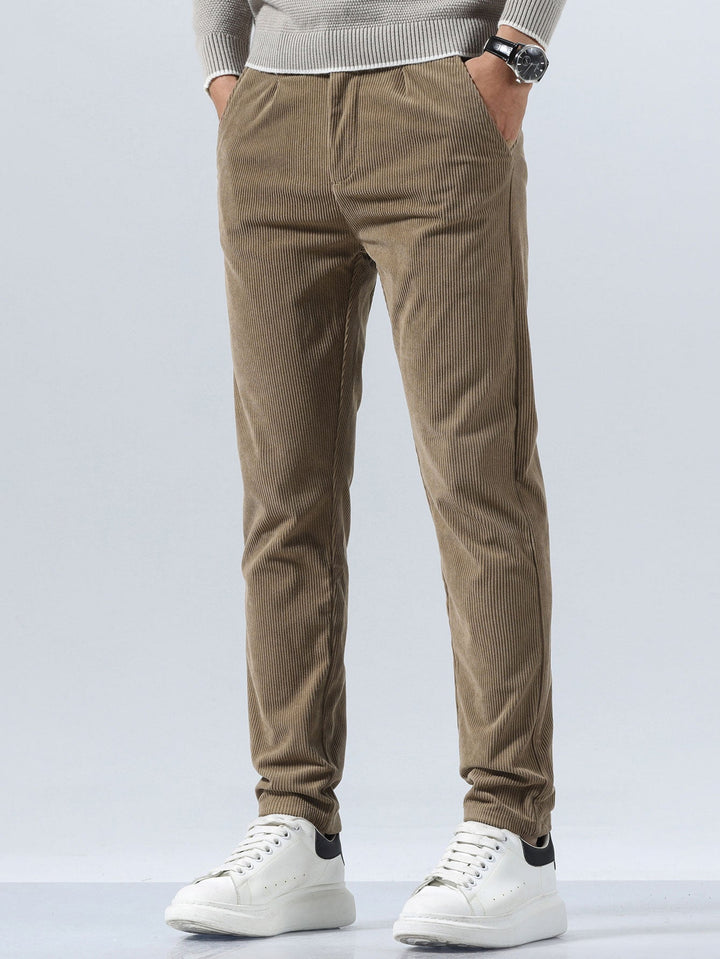 Men’s Slim Fit Corduroy Trousers – Smart Casual Textured Pants