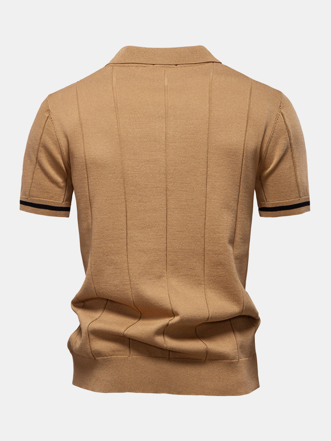 Men’s Zip Knit Polo – Contrast Trim Smart Casual Shirt
