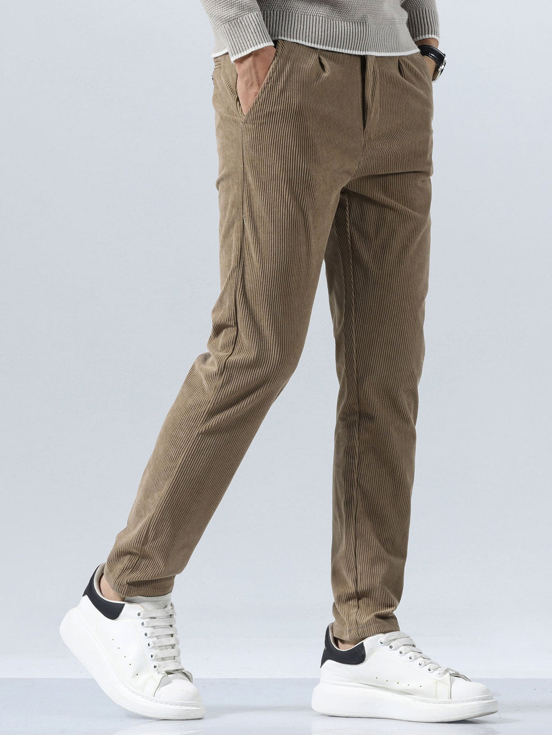 Men’s Slim Fit Corduroy Trousers – Smart Casual Textured Pants