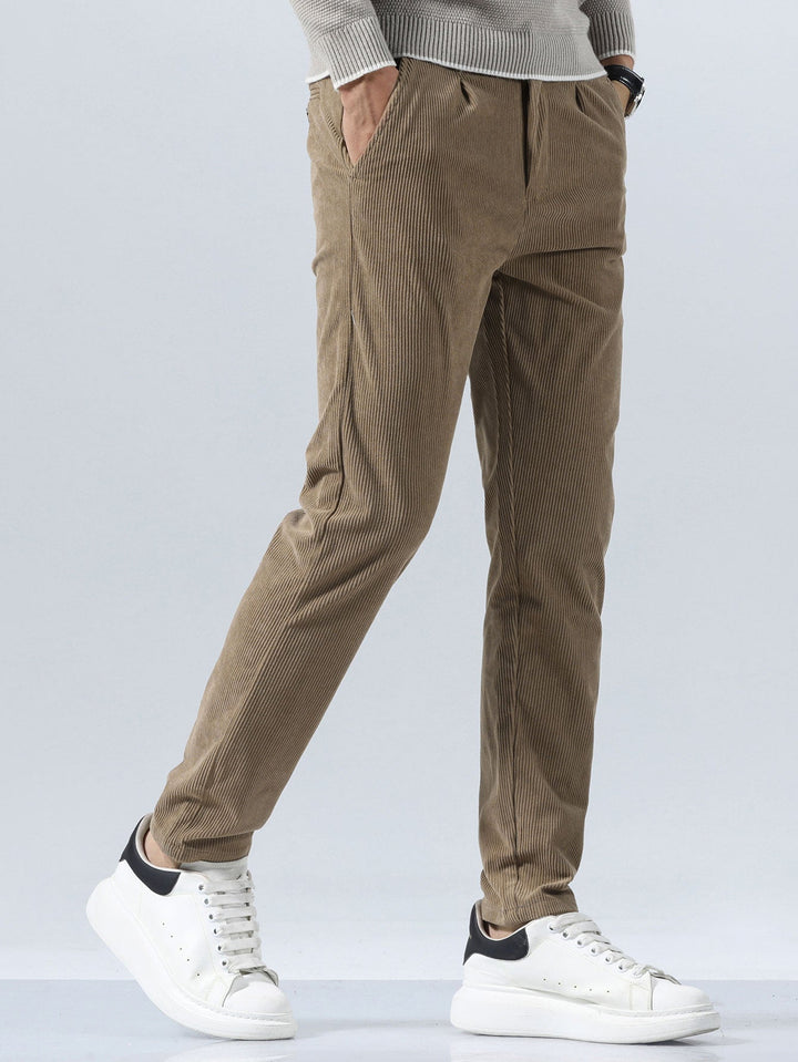 Men’s Slim Fit Corduroy Trousers – Smart Casual Textured Pants