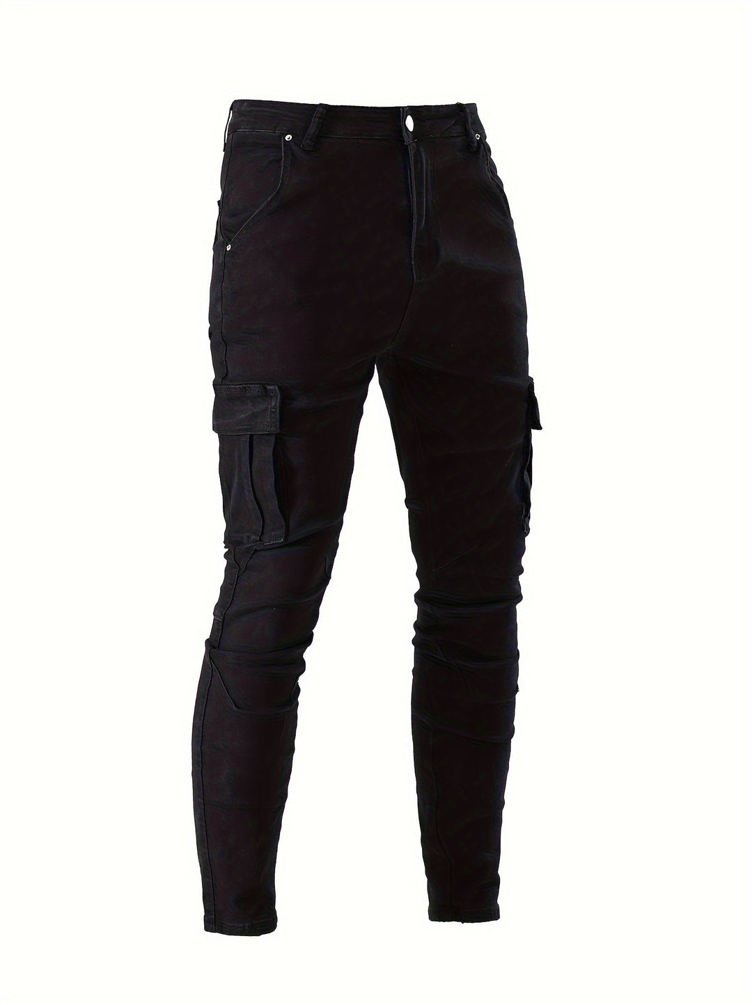 Men's Jeans, Solid Color Multi-Denim Washable, Mid-Rise Cargo Jeans, Fashion Casual Trousers