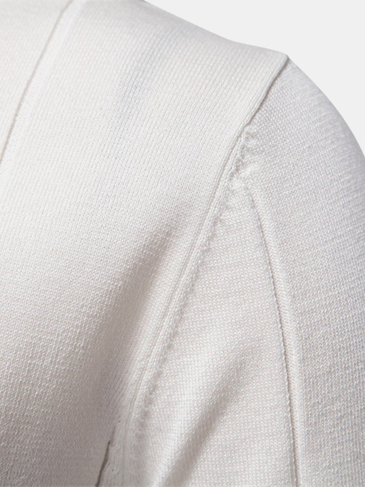 Men’s Zip Knit Polo – Contrast Trim Smart Casual Shirt