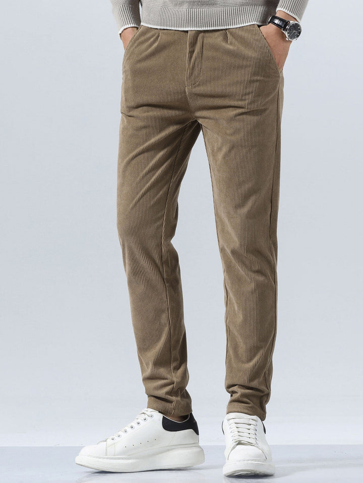 Men’s Slim Fit Corduroy Trousers – Smart Casual Textured Pants