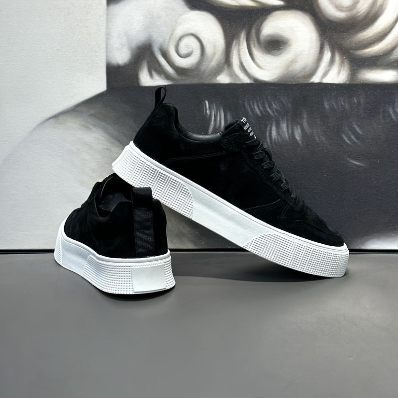 UNIITY Men's Korean Style Skate Sneakers - Low-Top Lace-Up Casual Shoes with Upper & PVC Sole, Breathable Soft Sole Suitable for Sports, Skateboarding, Gym, Casual Attire - Round Toe, Spring/Autumn/Winter Seasonal