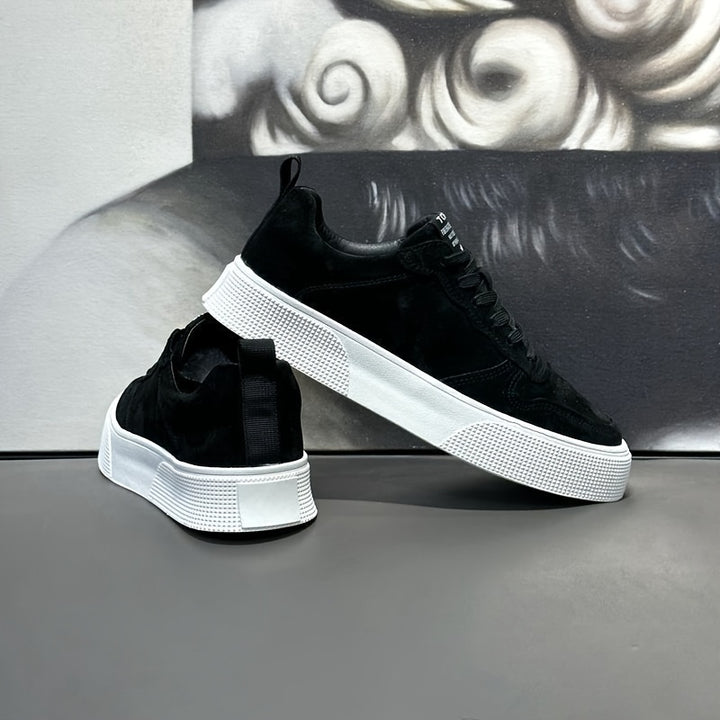 UNIITY Men's Korean Style Skate Sneakers - Low-Top Lace-Up Casual Shoes with Upper & PVC Sole, Breathable Soft Sole Suitable for Sports, Skateboarding, Gym, Casual Attire - Round Toe, Spring/Autumn/Winter Seasonal