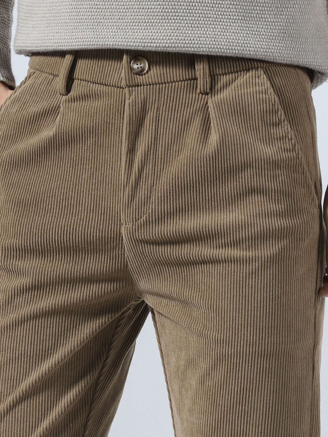 Men’s Slim Fit Corduroy Trousers – Smart Casual Textured Pants