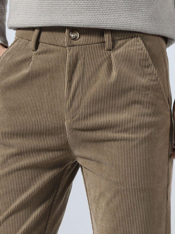 Men’s Slim Fit Corduroy Trousers – Smart Casual Textured Pants