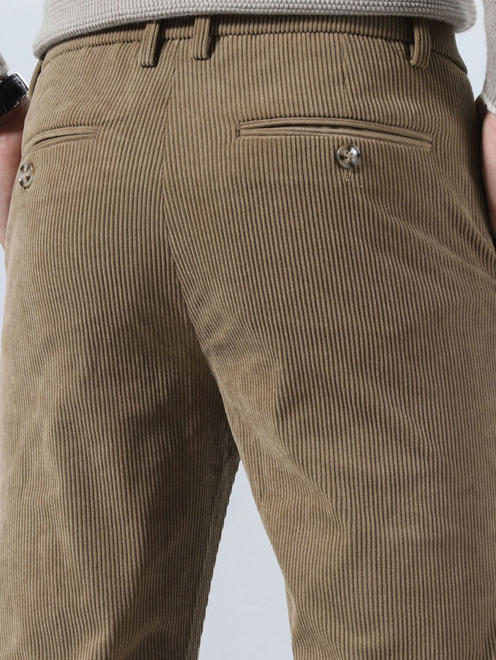 Men’s Slim Fit Corduroy Trousers – Smart Casual Textured Pants