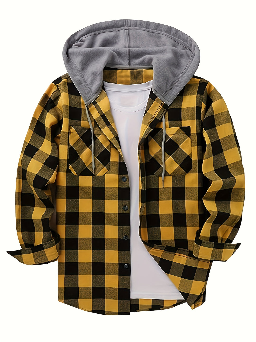 [Men's Plaid Hooded Shirt] Men's Fashion Hooded Plaid Trendy Shirt Hooded Plaid Sweatshirt - Autumn/Winter Essentials - New Season