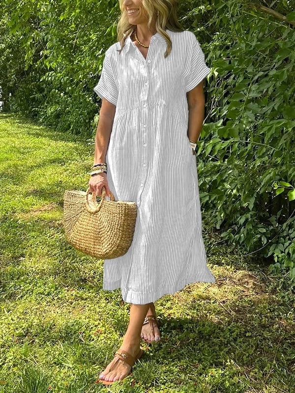 Cher ™  –  Elegant Striped Midi Dress