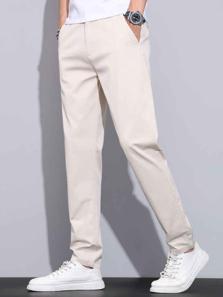 Men’s Elastic Waist Trousers – Straight Leg Pull-On Casual Pants