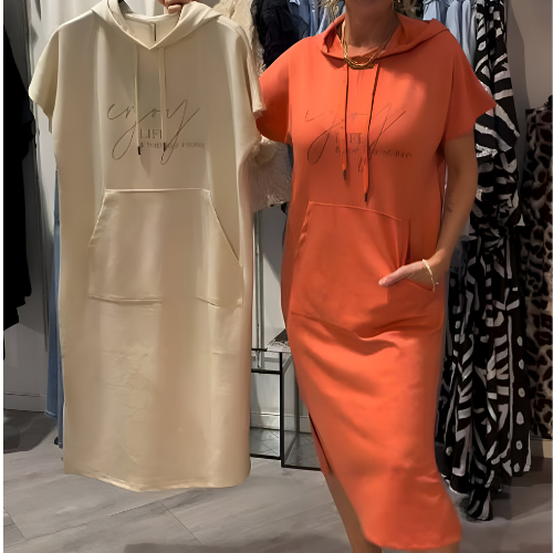 Larkshire™ - Loose dress with hood and feminine fit