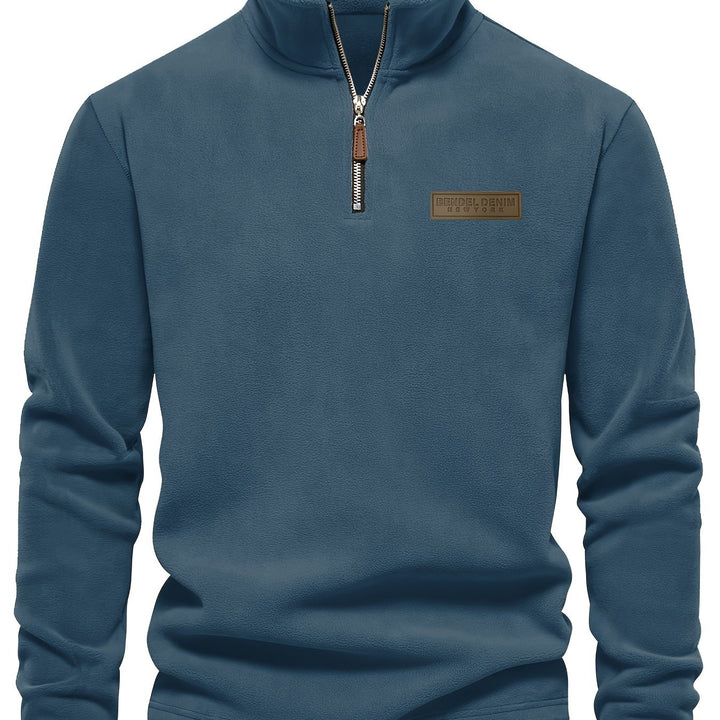 Autumn/Winter New Men's Sweatshirt with Stand-Up Collar, Half-Zip, Long Sleeves, Versatile Top, Streetwear Brand, Plush Double-Sided, Smart Casual