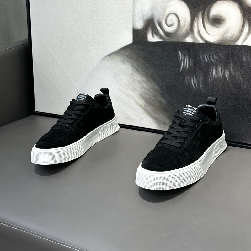 UNIITY Men's Korean Style Skate Sneakers - Low-Top Lace-Up Casual Shoes with Upper & PVC Sole, Breathable Soft Sole Suitable for Sports, Skateboarding, Gym, Casual Attire - Round Toe, Spring/Autumn/Winter Seasonal
