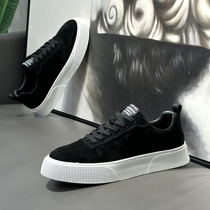 UNIITY Men's Korean Style Skate Sneakers - Low-Top Lace-Up Casual Shoes with Upper & PVC Sole, Breathable Soft Sole Suitable for Sports, Skateboarding, Gym, Casual Attire - Round Toe, Spring/Autumn/Winter Seasonal