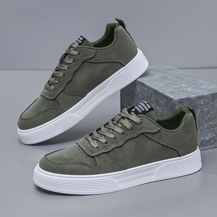 UNIITY Men's Korean Style Skate Sneakers - Low-Top Lace-Up Casual Shoes with Upper & PVC Sole, Breathable Soft Sole Suitable for Sports, Skateboarding, Gym, Casual Attire - Round Toe, Spring/Autumn/Winter Seasonal