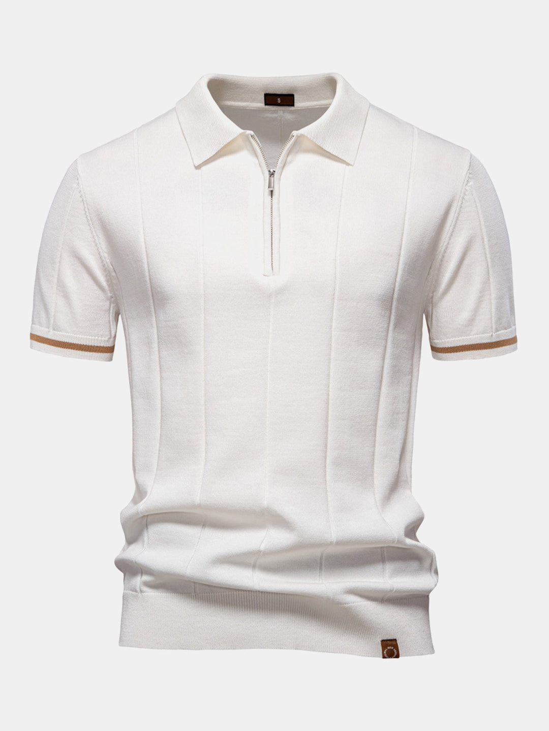 Men’s Zip Knit Polo – Contrast Trim Smart Casual Shirt