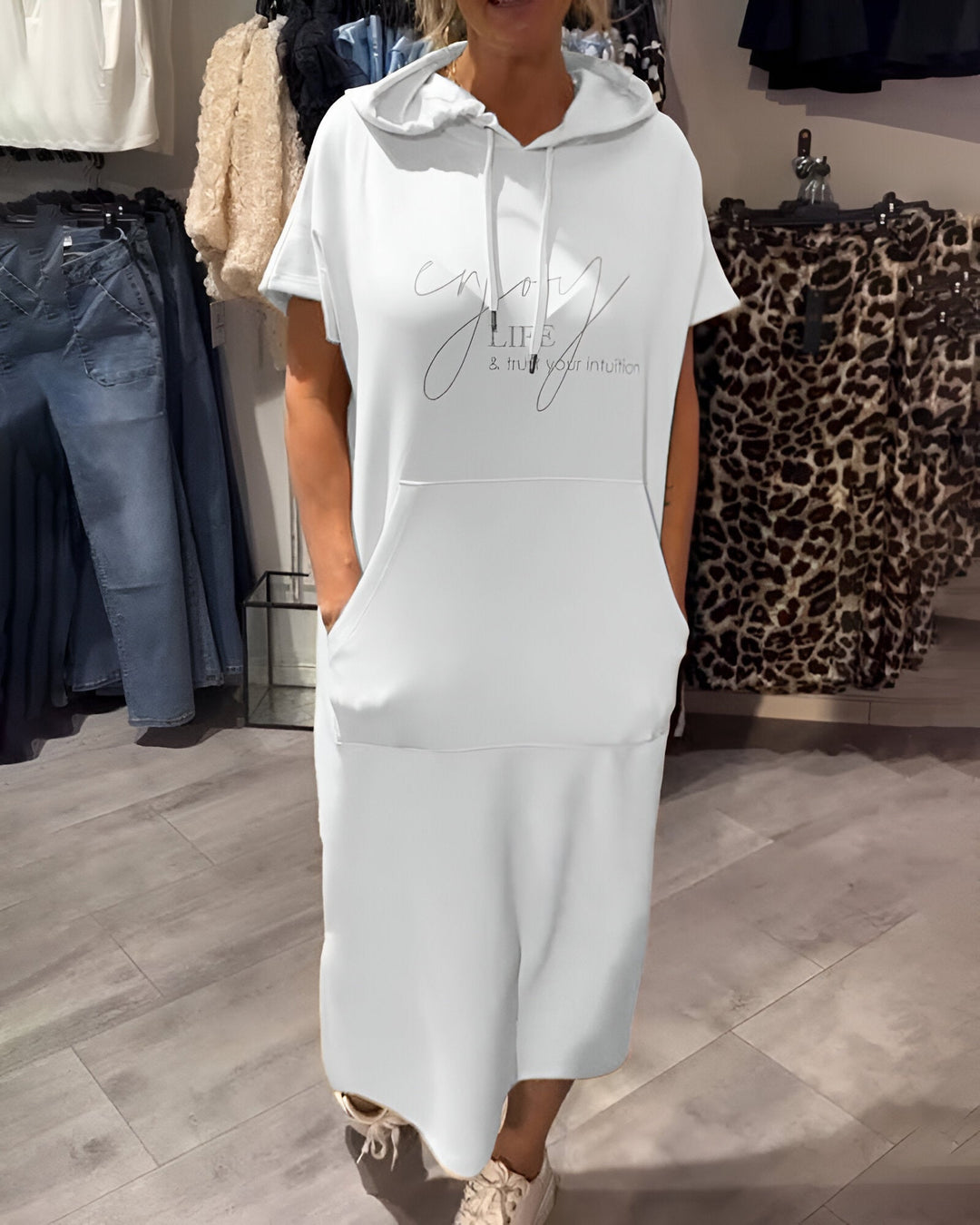 Larkshire™ - Loose dress with hood and feminine fit