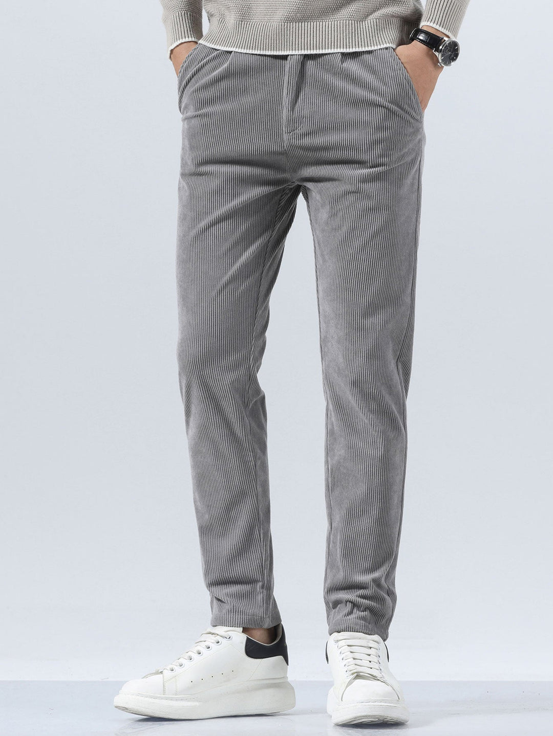 Men’s Slim Fit Corduroy Trousers – Smart Casual Textured Pants