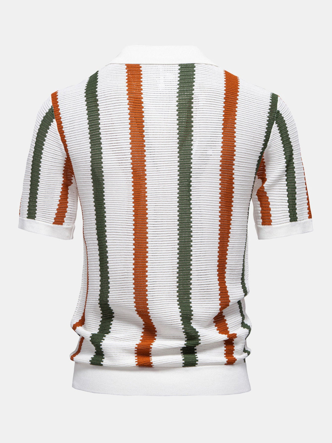 Men’s Textured Stripe Polo Shirt – Smart Casual Short Sleeve Top