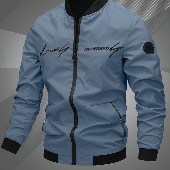 Men'S Letter Embroidered Jacket, Casual Outerwear, Spring, Autumn, Winter Fashion Coat, Suitable for Daily, Home, Outdoor, And Work Occasions