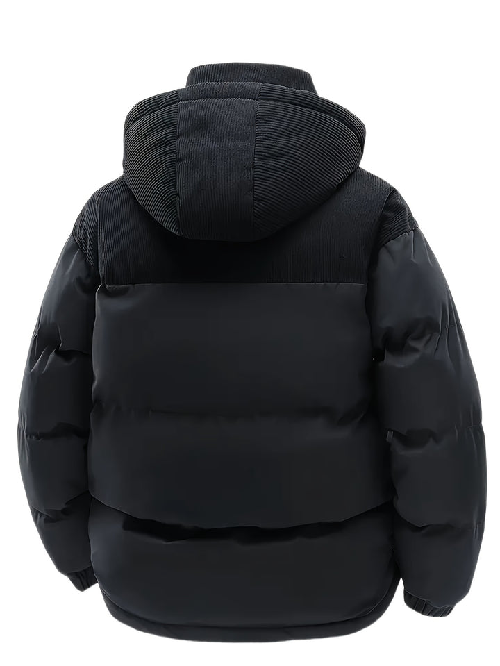 Men’s Thick Padded Winter Jacket – Hooded Warm Coat