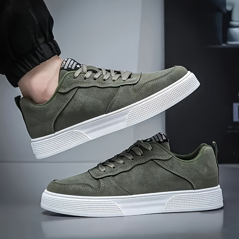 UNIITY Men's Korean Style Skate Sneakers - Low-Top Lace-Up Casual Shoes with Upper & PVC Sole, Breathable Soft Sole Suitable for Sports, Skateboarding, Gym, Casual Attire - Round Toe, Spring/Autumn/Winter Seasonal