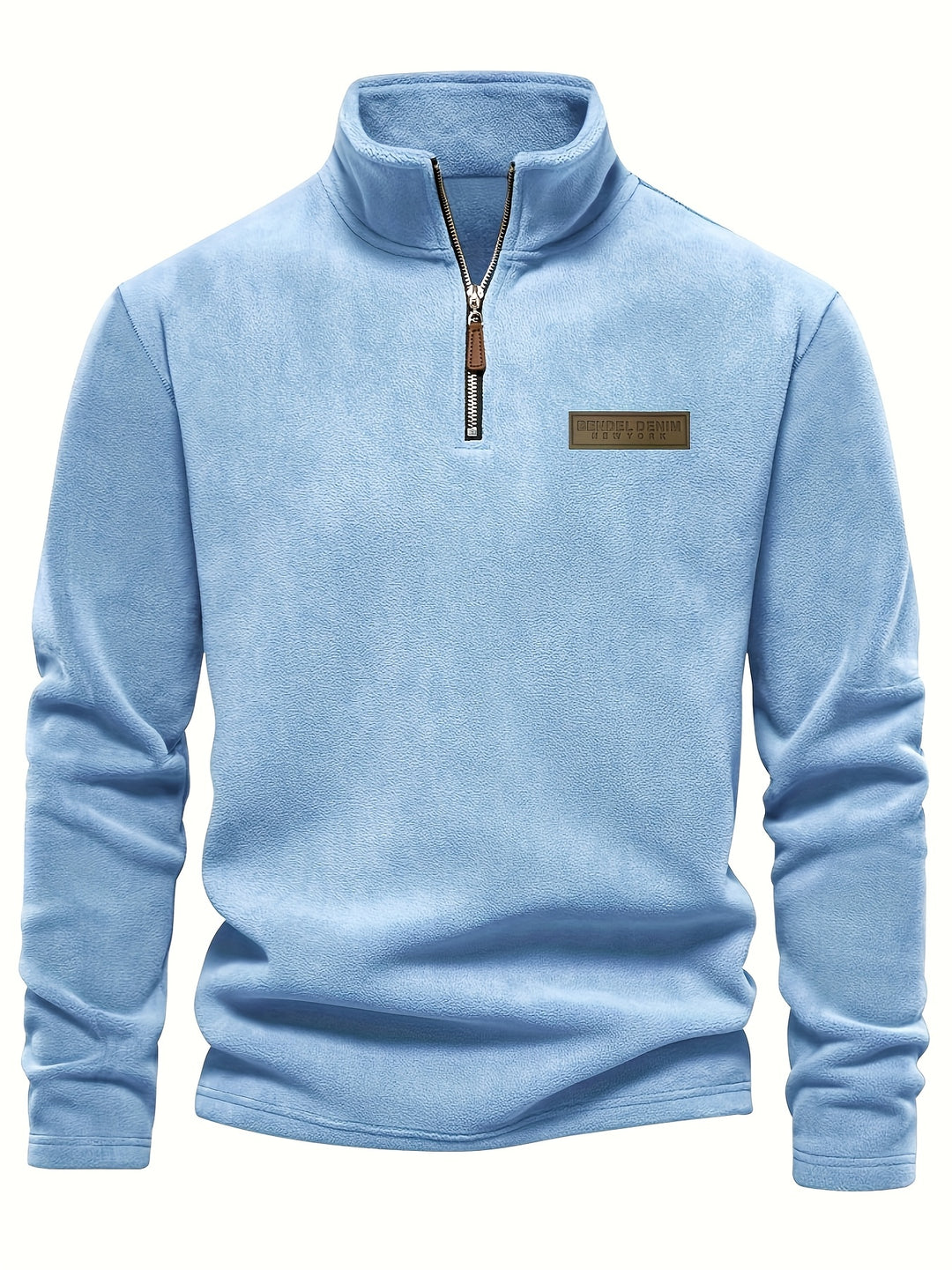 Autumn/Winter New Men's Sweatshirt with Stand-Up Collar, Half-Zip, Long Sleeves, Versatile Top, Streetwear Brand, Plush Double-Sided, Smart Casual