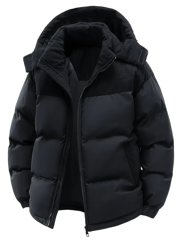 Men’s Thick Padded Winter Jacket – Hooded Warm Coat