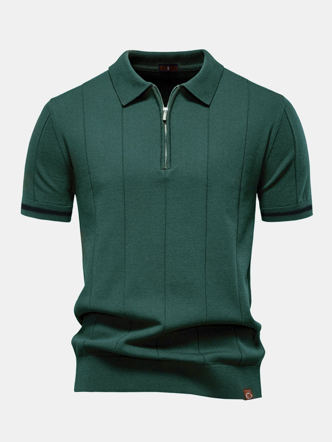 Men’s Zip Knit Polo – Contrast Trim Smart Casual Shirt