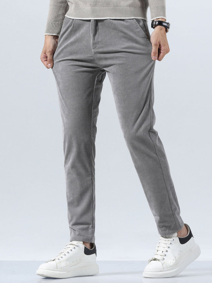Men’s Slim Fit Corduroy Trousers – Smart Casual Textured Pants