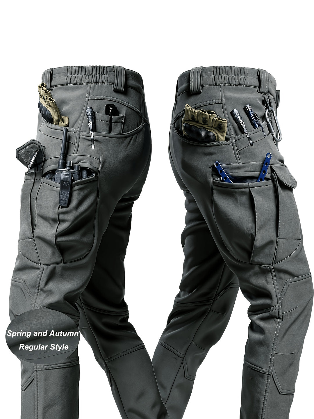 Men's Tactical Cargo Pants - Stretch Fabric with Multiple Pockets, Regular Fit, Machine Washable - Elastic Waist for Everyday Comfort - Durable Outdoor Hiking and Casual Workwear - Casual Cargo Pants