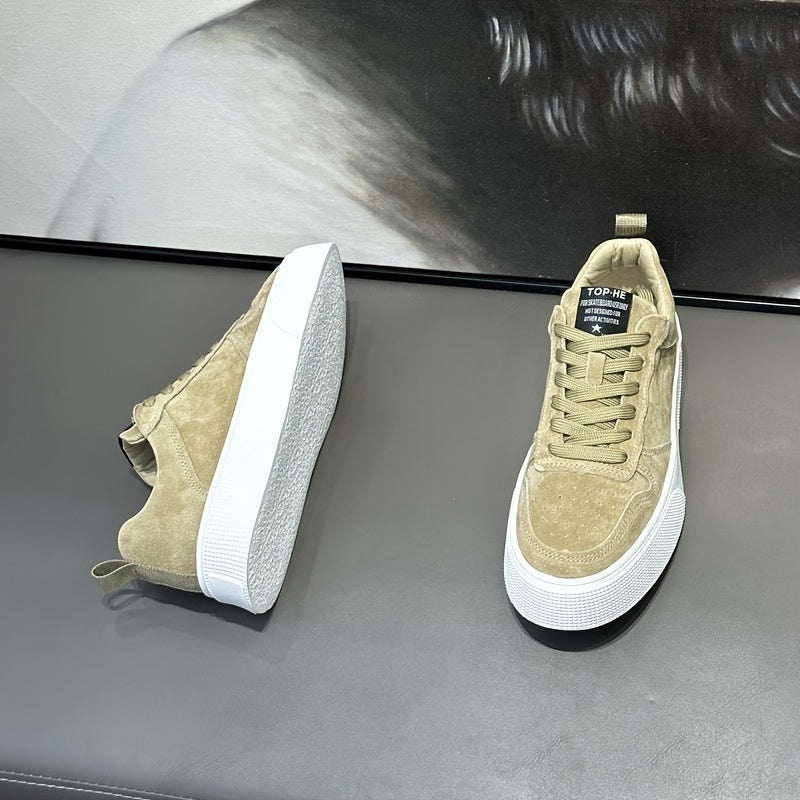 UNIITY Men's Korean Style Skate Sneakers - Low-Top Lace-Up Casual Shoes with Upper & PVC Sole, Breathable Soft Sole Suitable for Sports, Skateboarding, Gym, Casual Attire - Round Toe, Spring/Autumn/Winter Seasonal