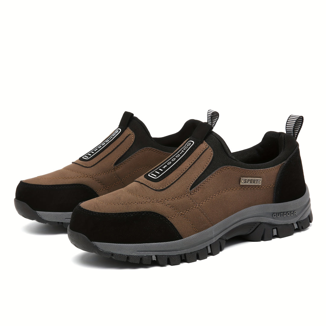 Men'S Large-sized Thick Soled Hiking Shoes | Sports, Casual Slip-On with Upper and TPR Sole, All-Season Wear