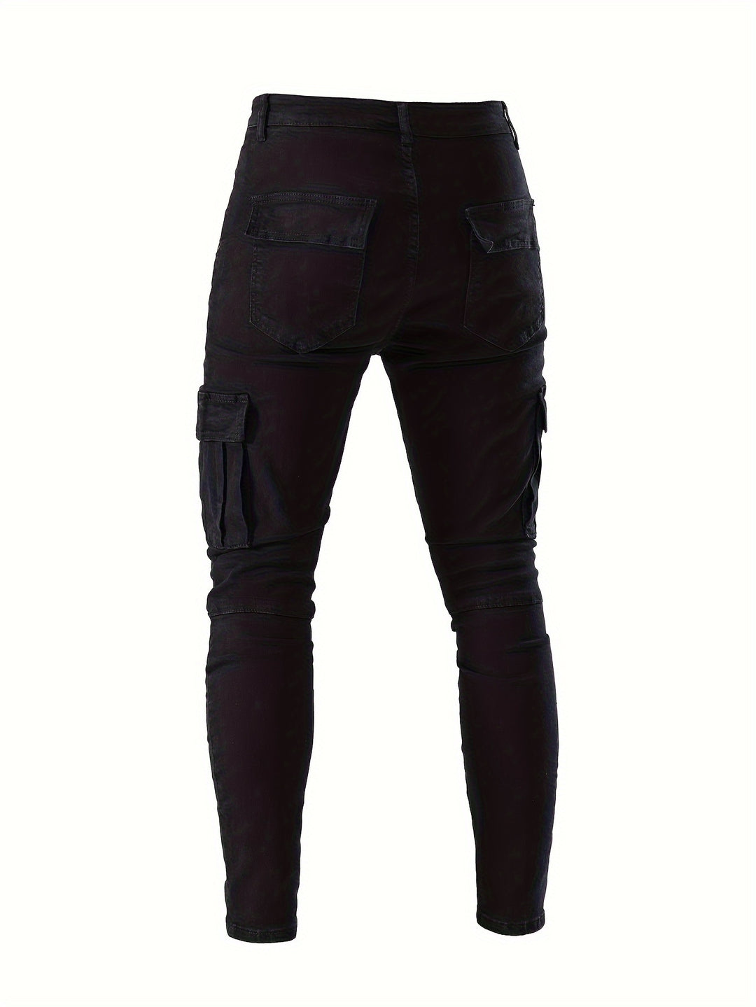 Men's Jeans, Solid Color Multi-Denim Washable, Mid-Rise Cargo Jeans, Fashion Casual Trousers