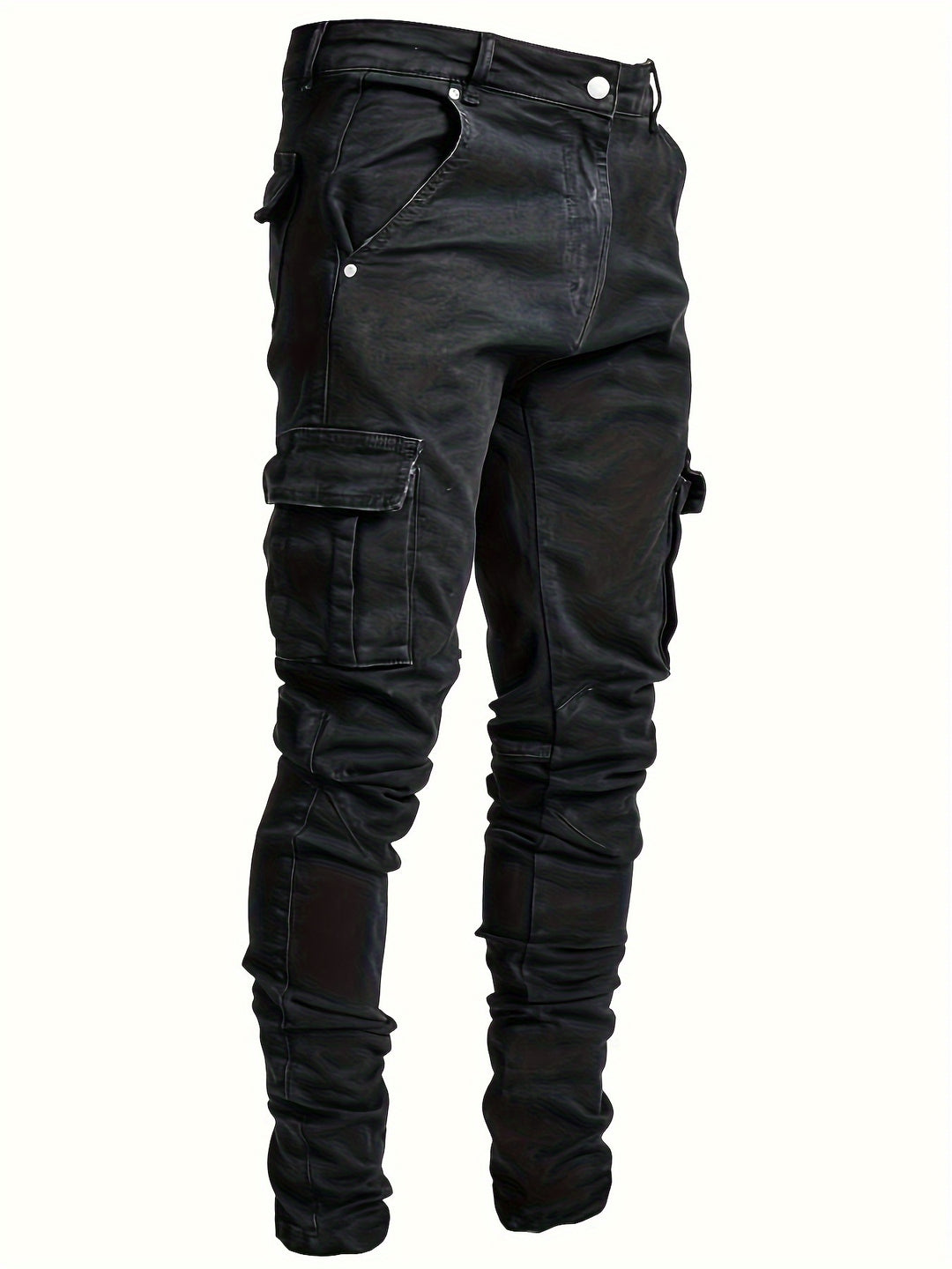 Men's Jeans, Solid Color Multi-Denim Washable, Mid-Rise Cargo Jeans, Fashion Casual Trousers