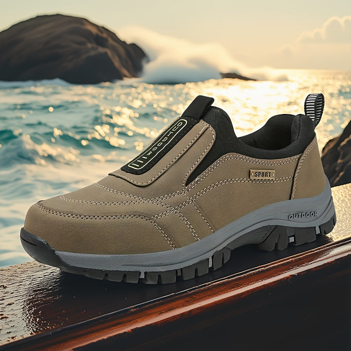 Men'S Large-sized Thick Soled Hiking Shoes | Sports, Casual Slip-On with Upper and TPR Sole, All-Season Wear
