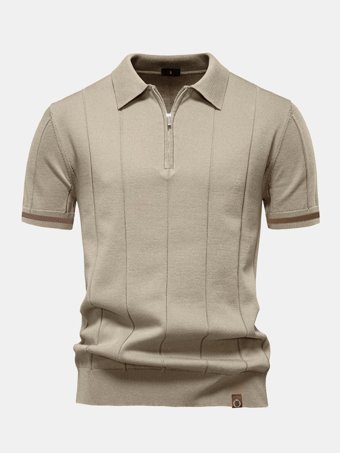 Men’s Zip Knit Polo – Contrast Trim Smart Casual Shirt