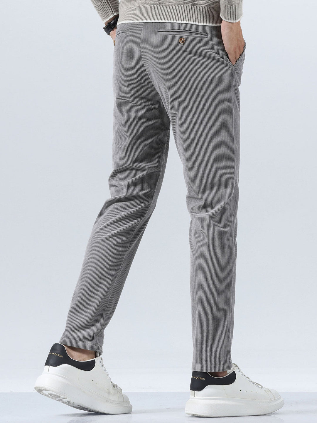 Men’s Slim Fit Corduroy Trousers – Smart Casual Textured Pants