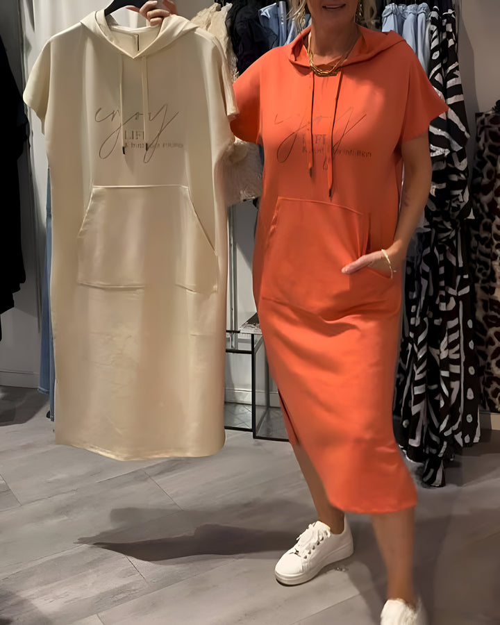 Larkshire™ - Loose dress with hood and feminine fit
